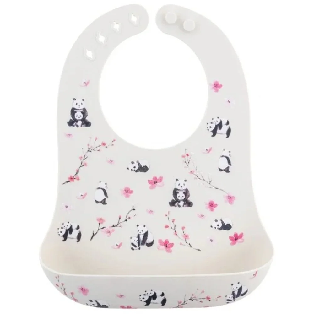 Stephen Joseph Silicone Baby Bib With Catcher - Panda